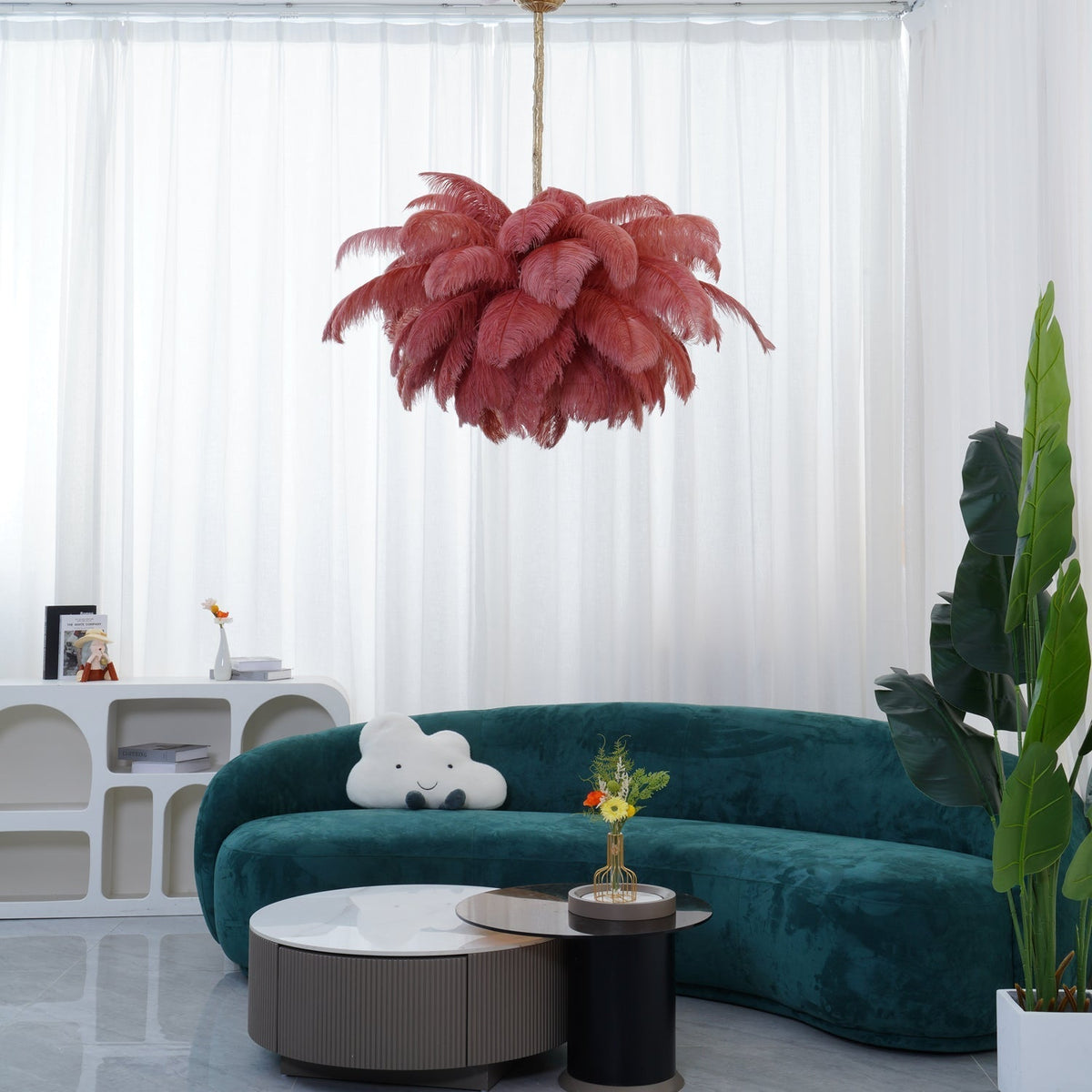 Kardenina Feather Chandelier-Moonnatur