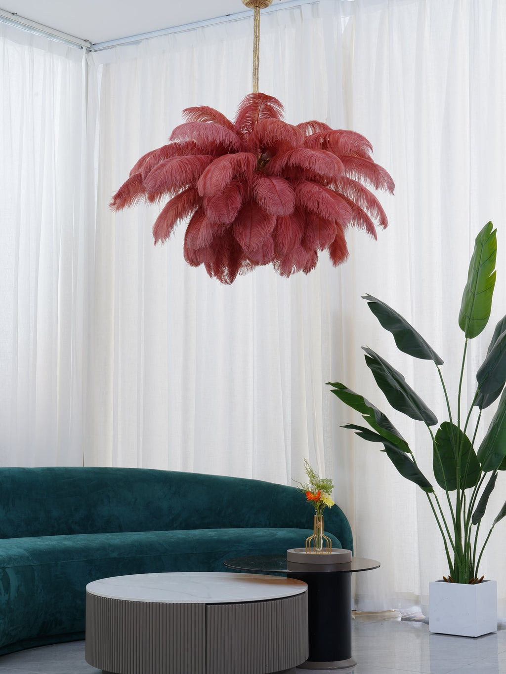 Kardenina Feather Chandelier-Moonnatur