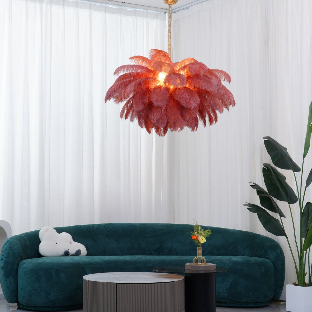Kardenina Feather Chandelier-Moonnatur
