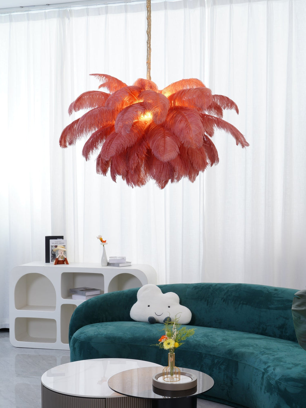 Kardenina Feather Chandelier-Moonnatur