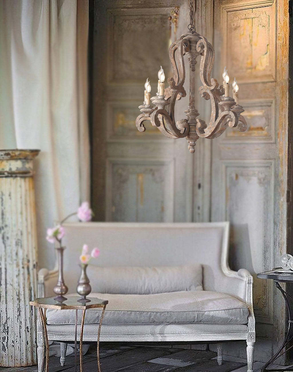 Cavendelle Wood Chandelier-Moonnatur