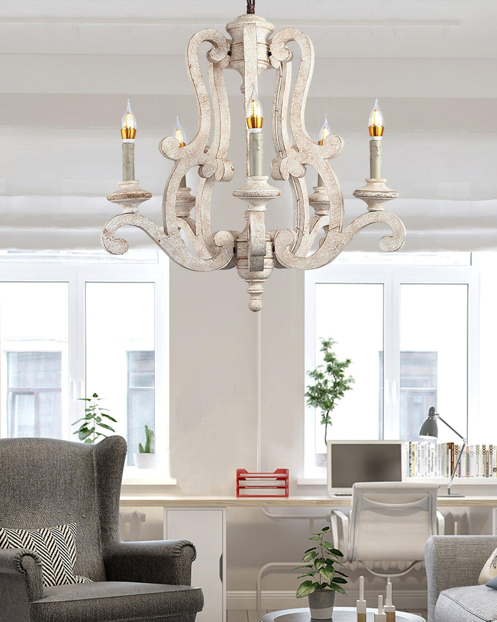 Cavendelle Wood Chandelier-Moonnatur