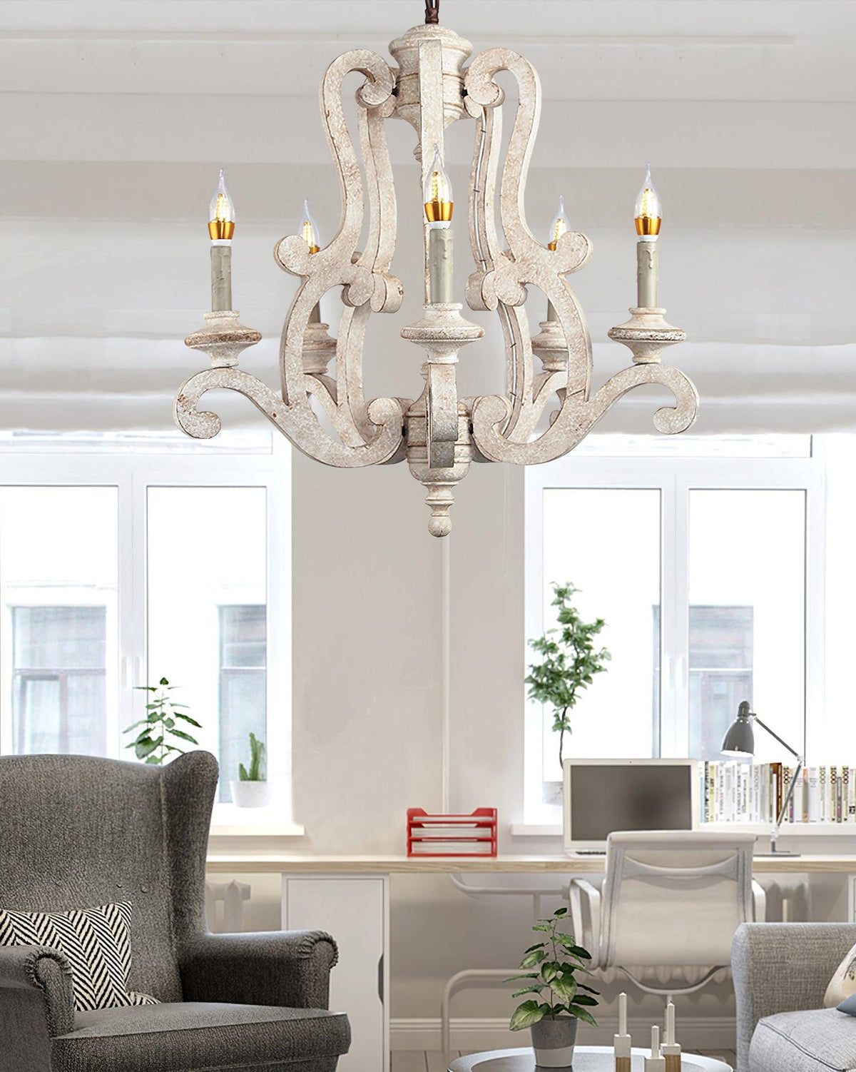 Cavendelle Wood Chandelier-Moonnatur