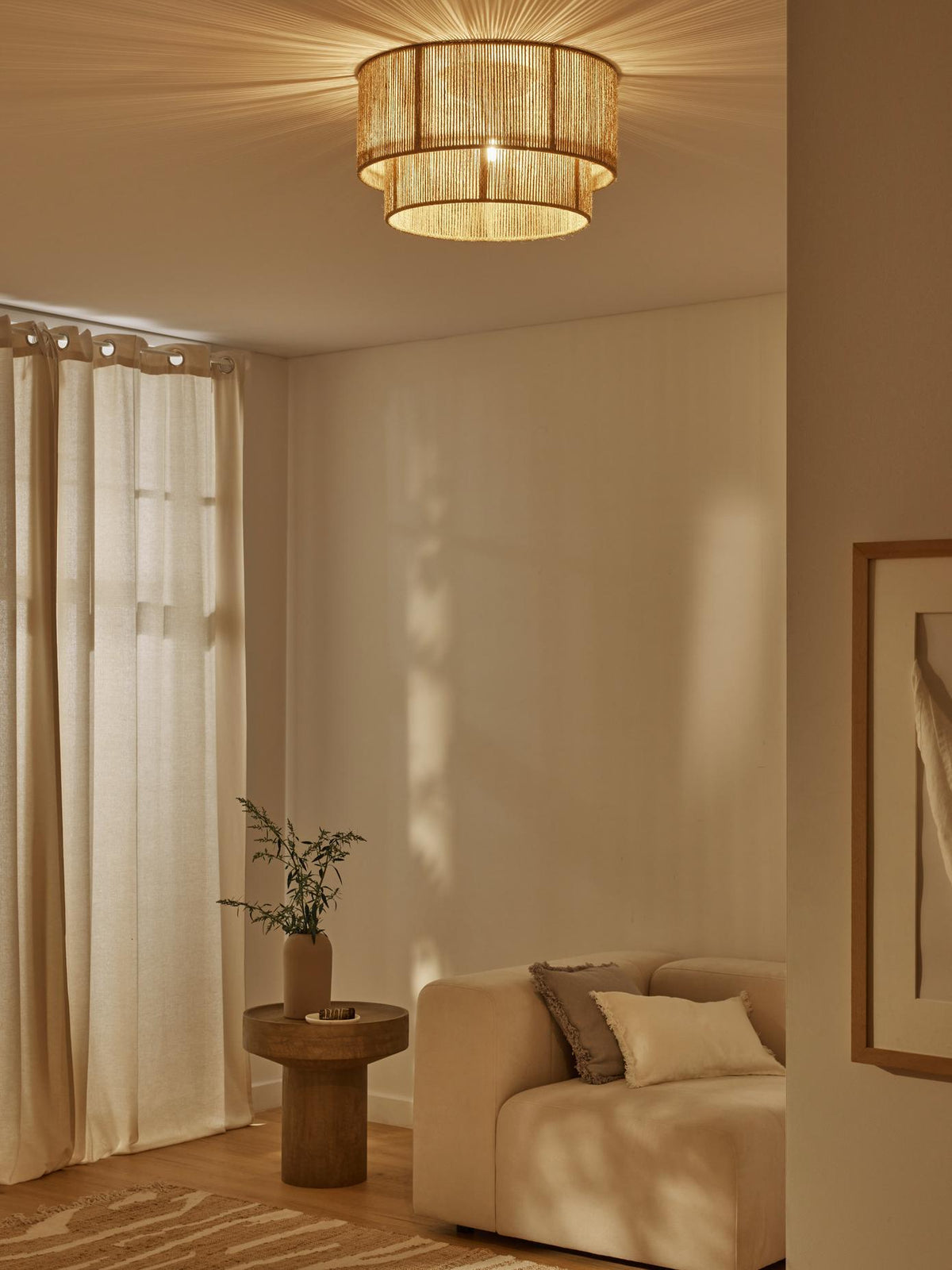 Garroweth Hemp Rope Ceiling Light-Moonnatur