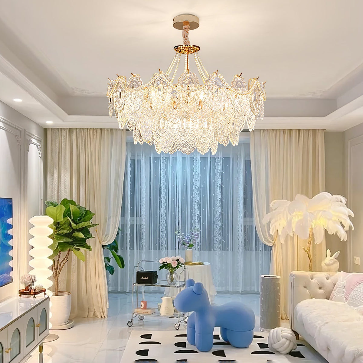 Celestrel Glass Chandelier-Moonnatur