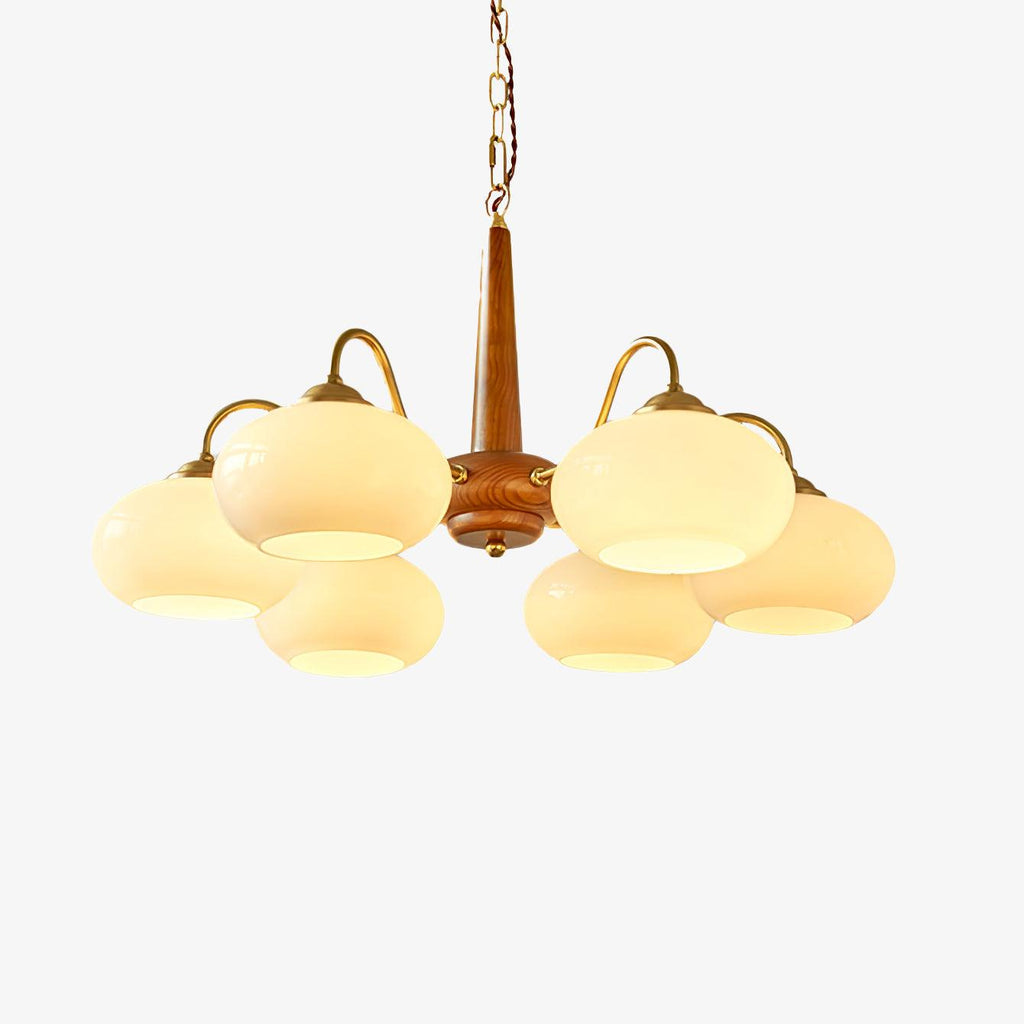 Korelle Glass Chandelier-Moonnatur
