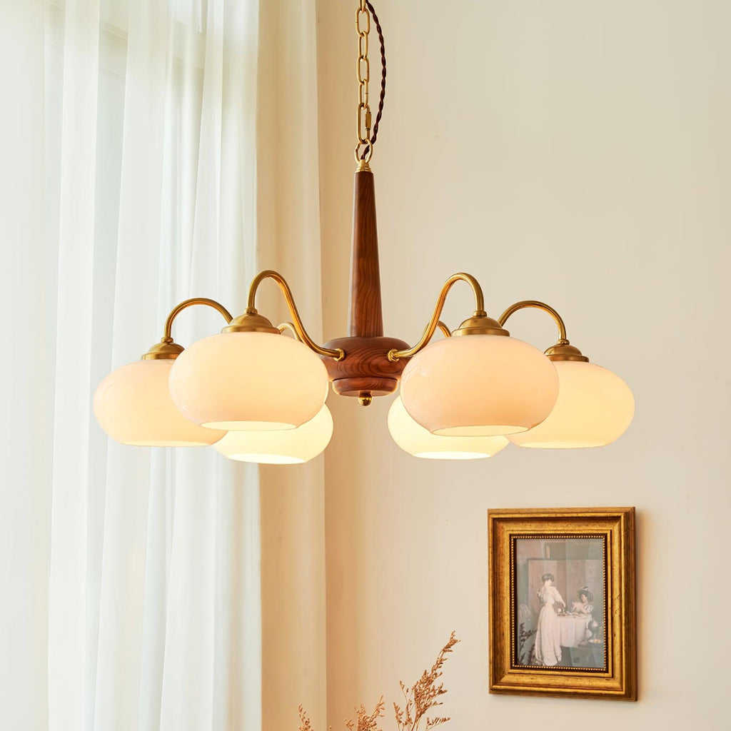 Korelle Glass Chandelier-Moonnatur