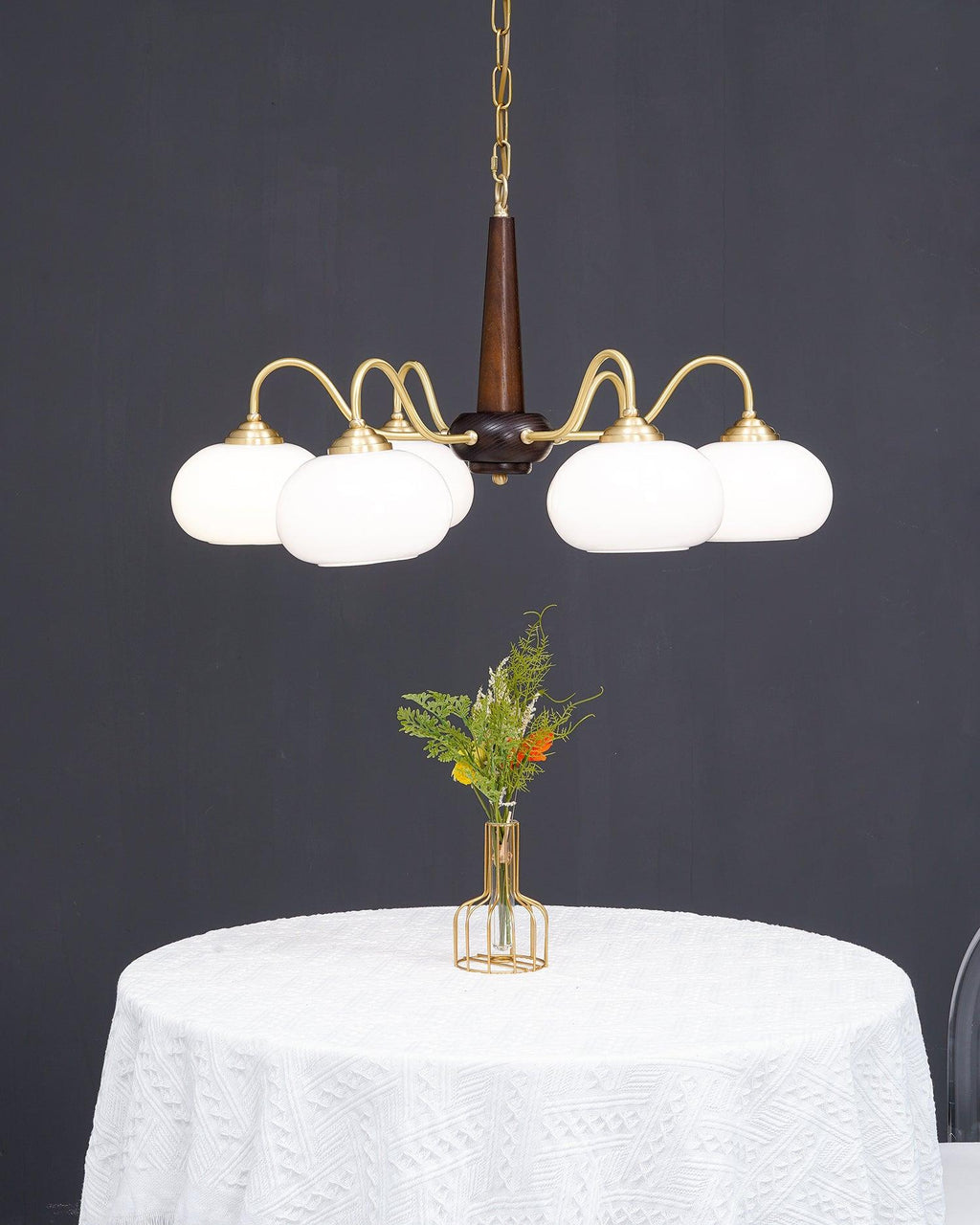 Korelle Glass Chandelier-Moonnatur