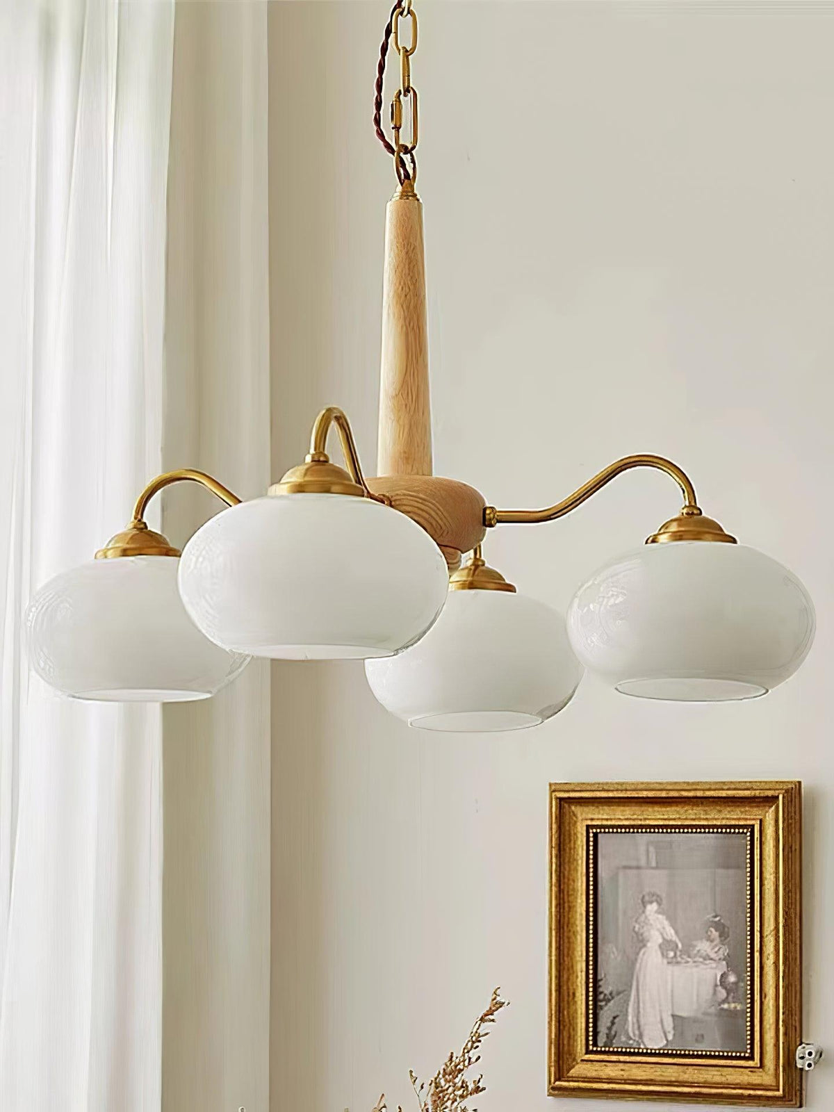 Korelle Glass Chandelier-Moonnatur