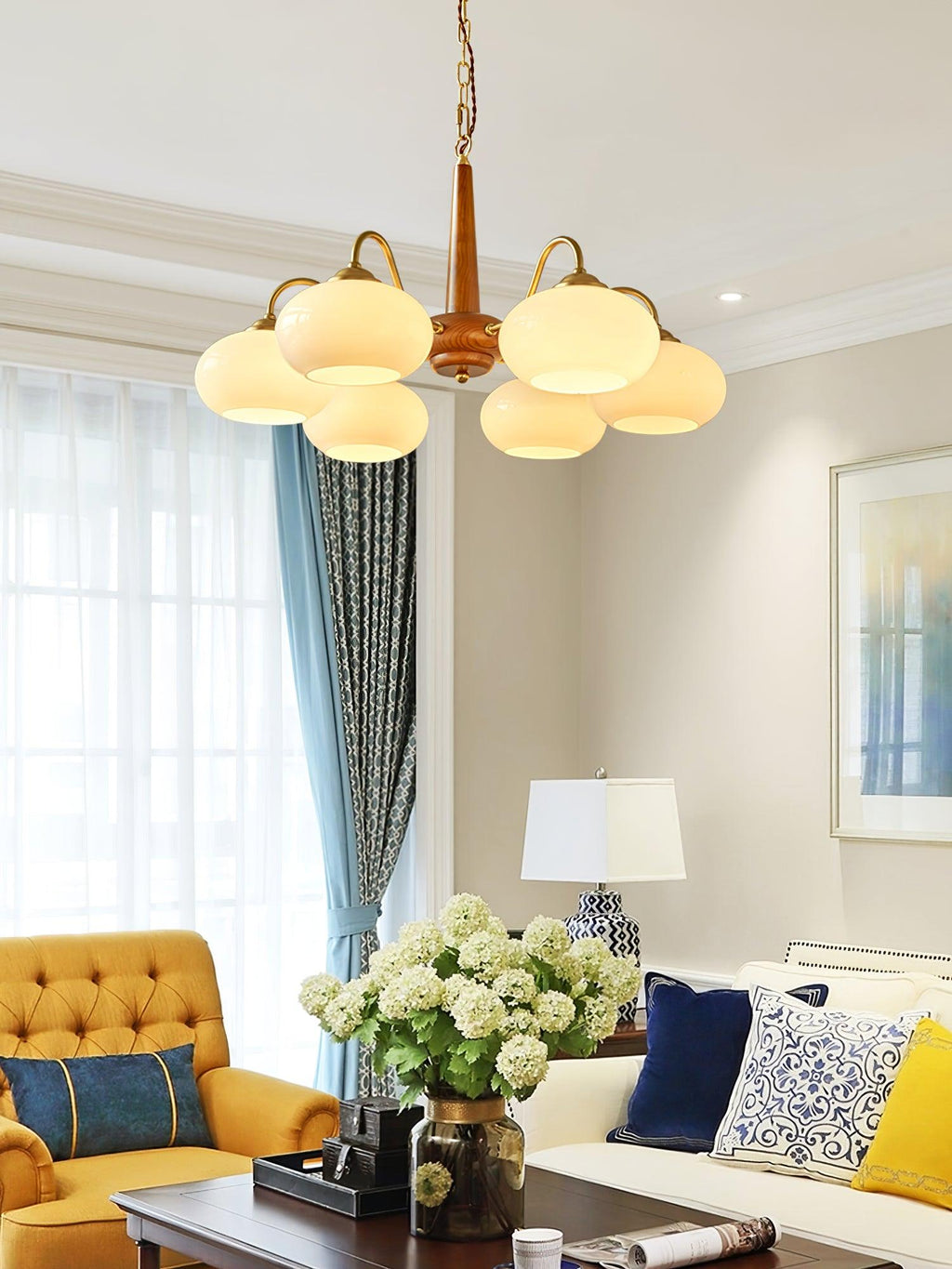Korelle Glass Chandelier-Moonnatur