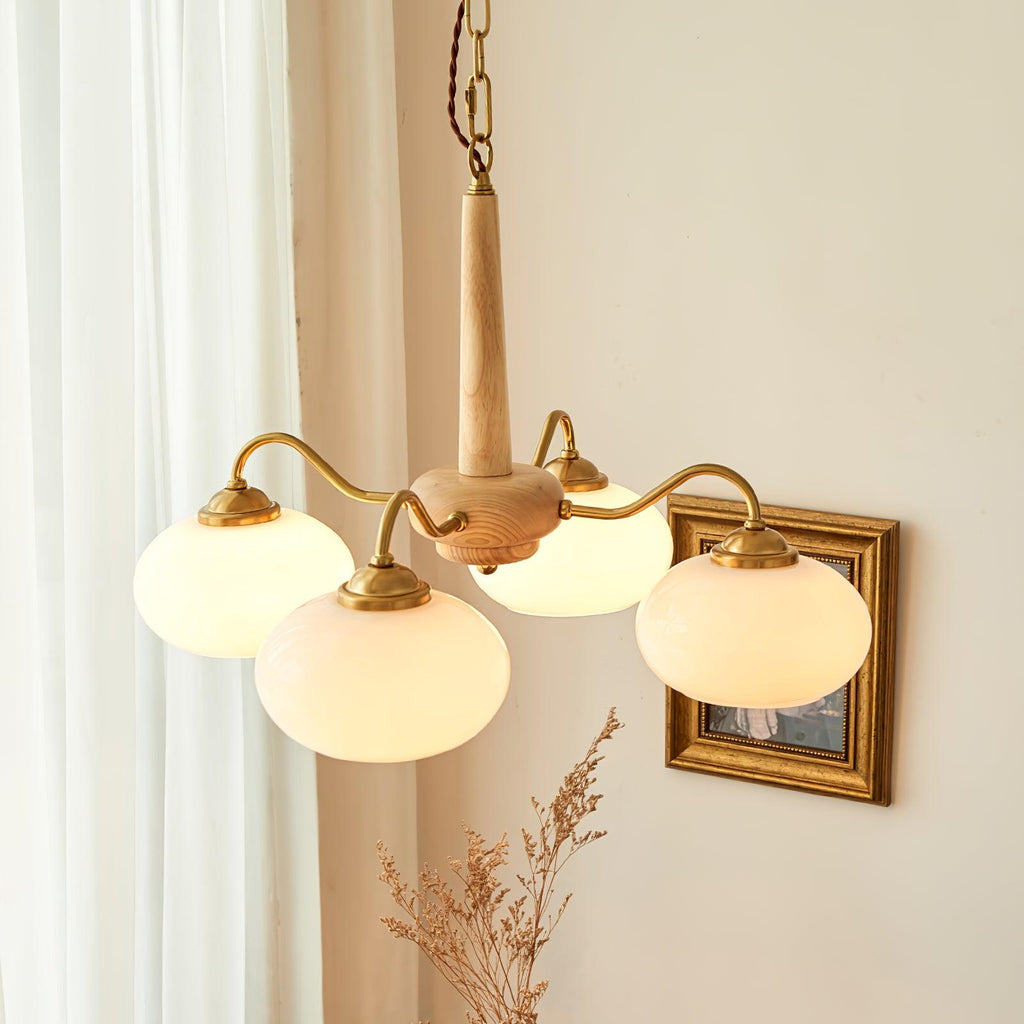 Korelle Glass Chandelier-Moonnatur