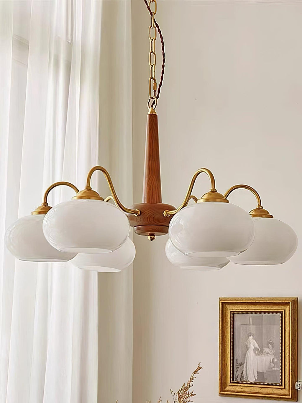 Korelle Glass Chandelier-Moonnatur