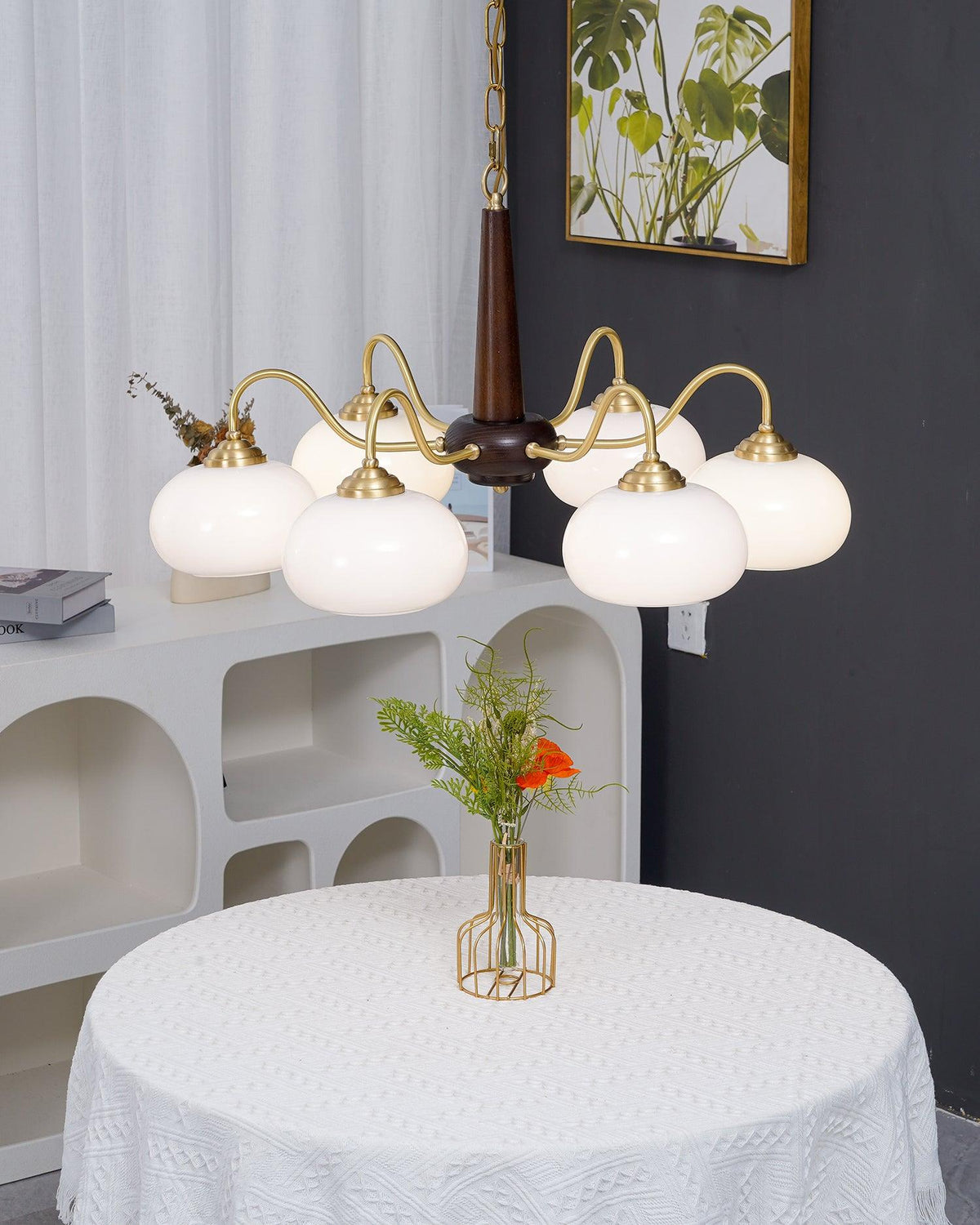 Korelle Glass Chandelier-Moonnatur