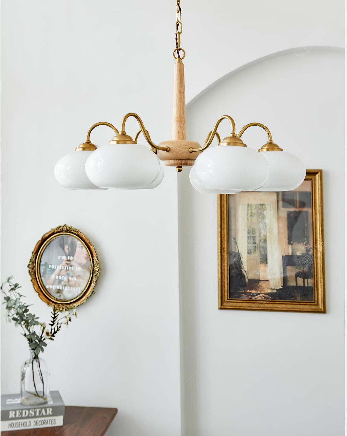 Korelle Glass Chandelier-Moonnatur