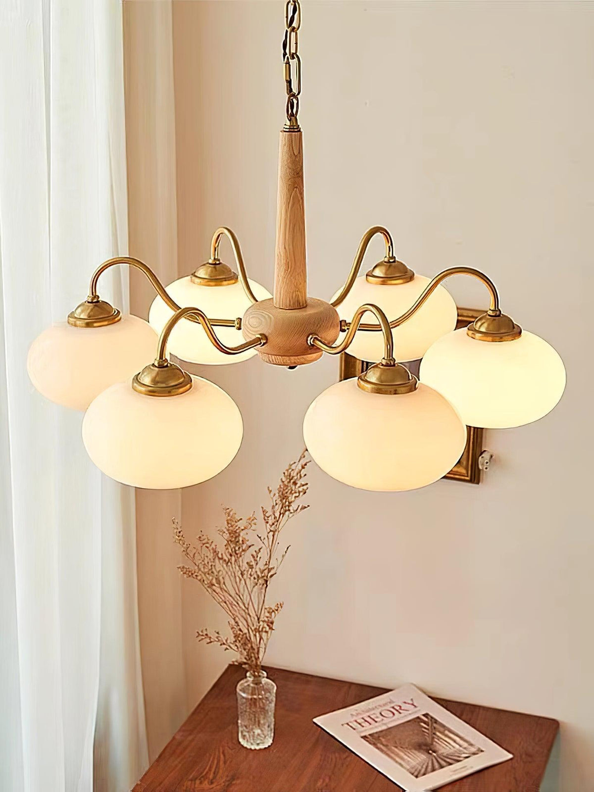Korelle Glass Chandelier-Moonnatur