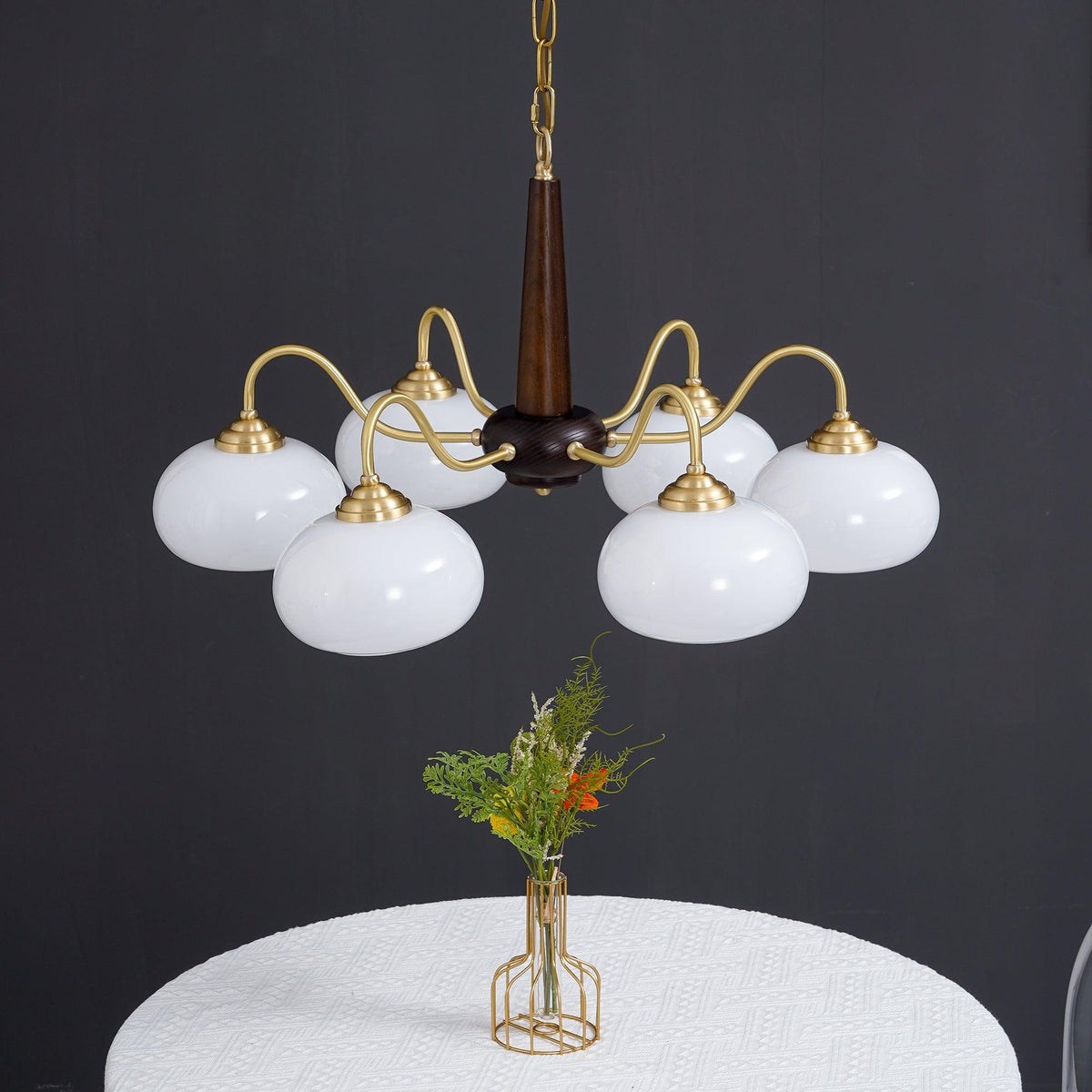 Korelle Glass Chandelier-Moonnatur
