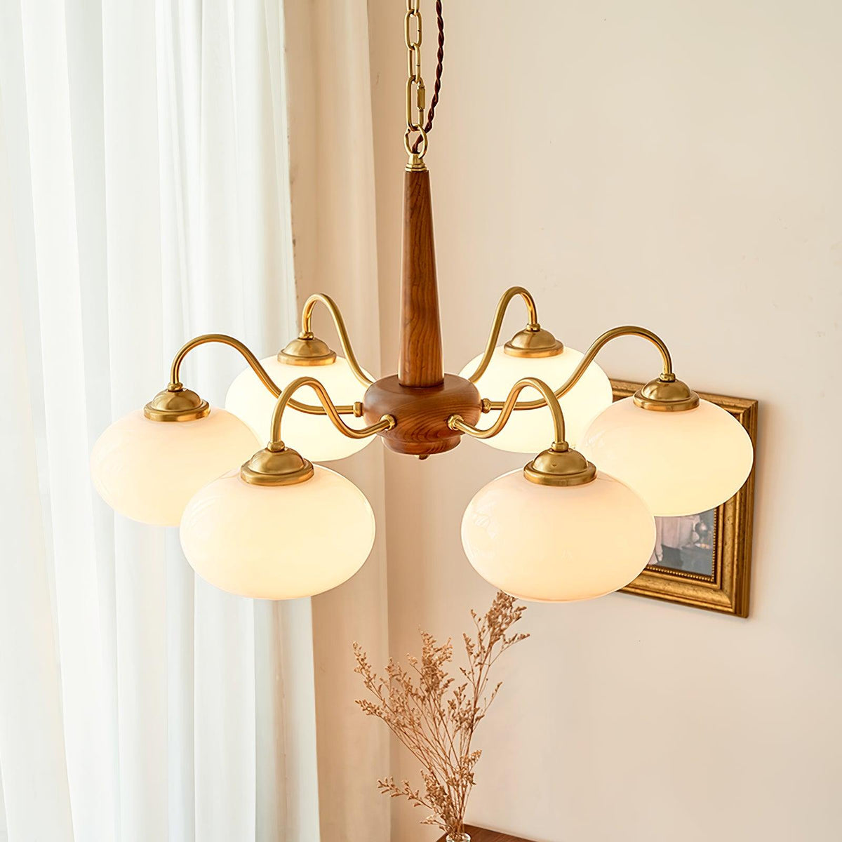 Korelle Glass Chandelier-Moonnatur