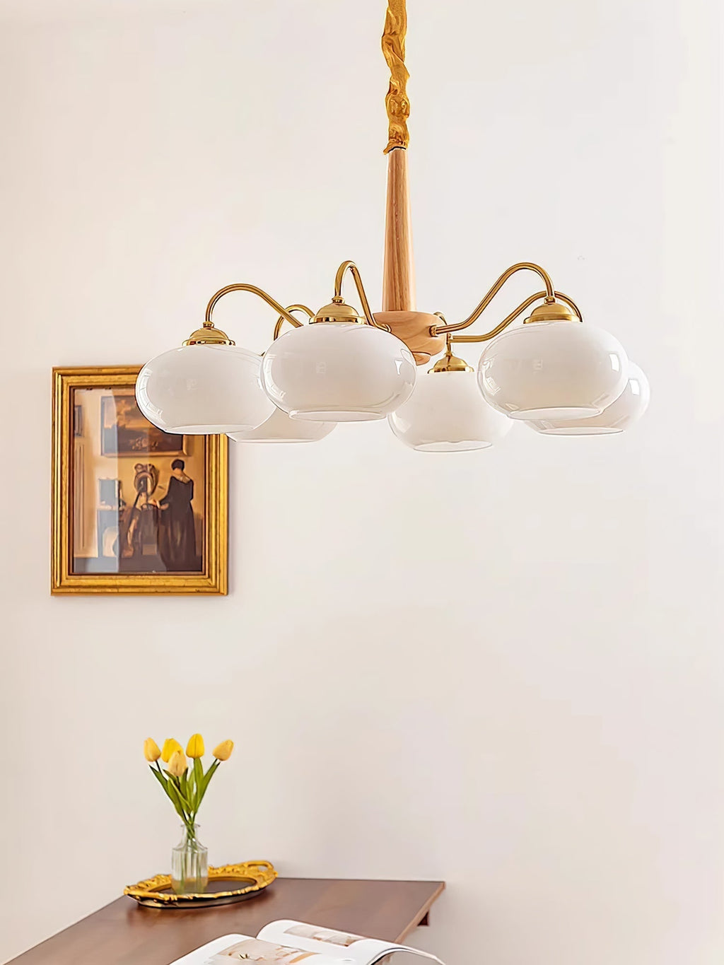 Korelle Glass Chandelier-Moonnatur