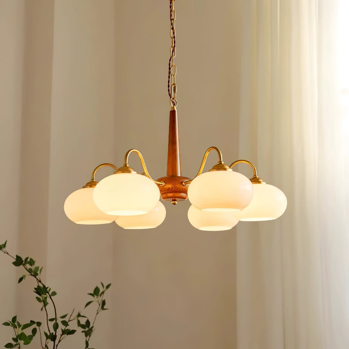 Korelle Glass Chandelier-Moonnatur