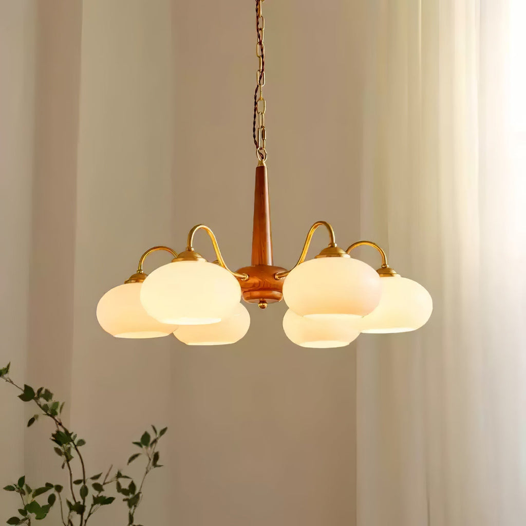 Korelle Glass Chandelier-Moonnatur