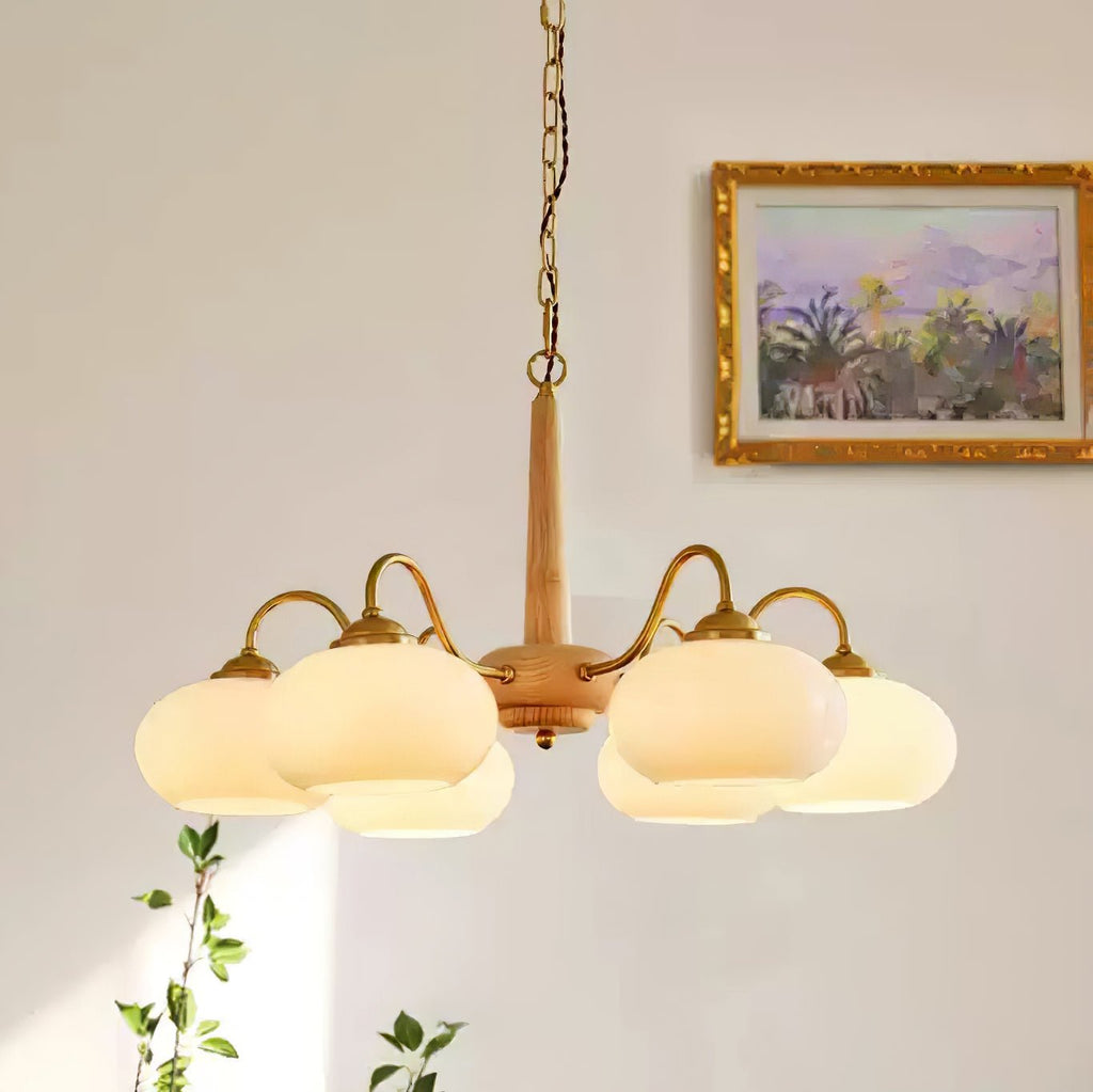 Korelle Glass Chandelier-Moonnatur