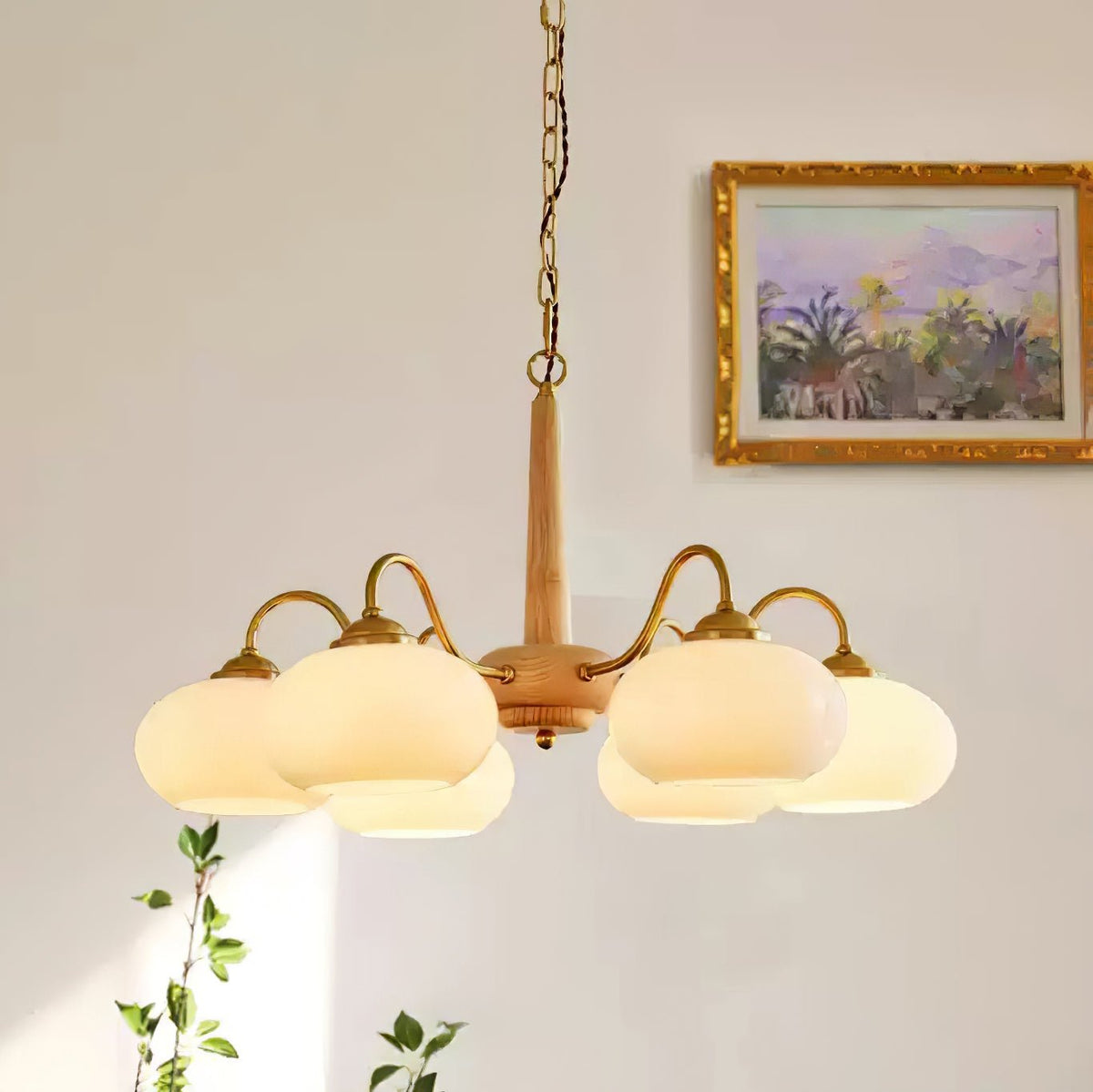 Korelle Glass Chandelier-Moonnatur
