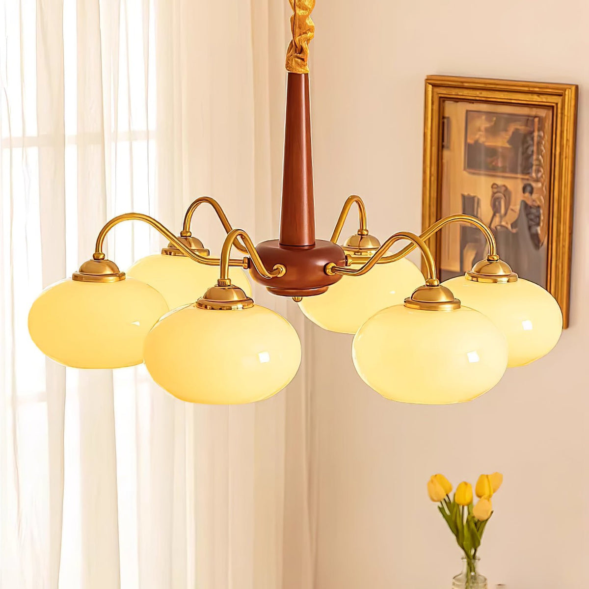 Korelle Glass Chandelier-Moonnatur