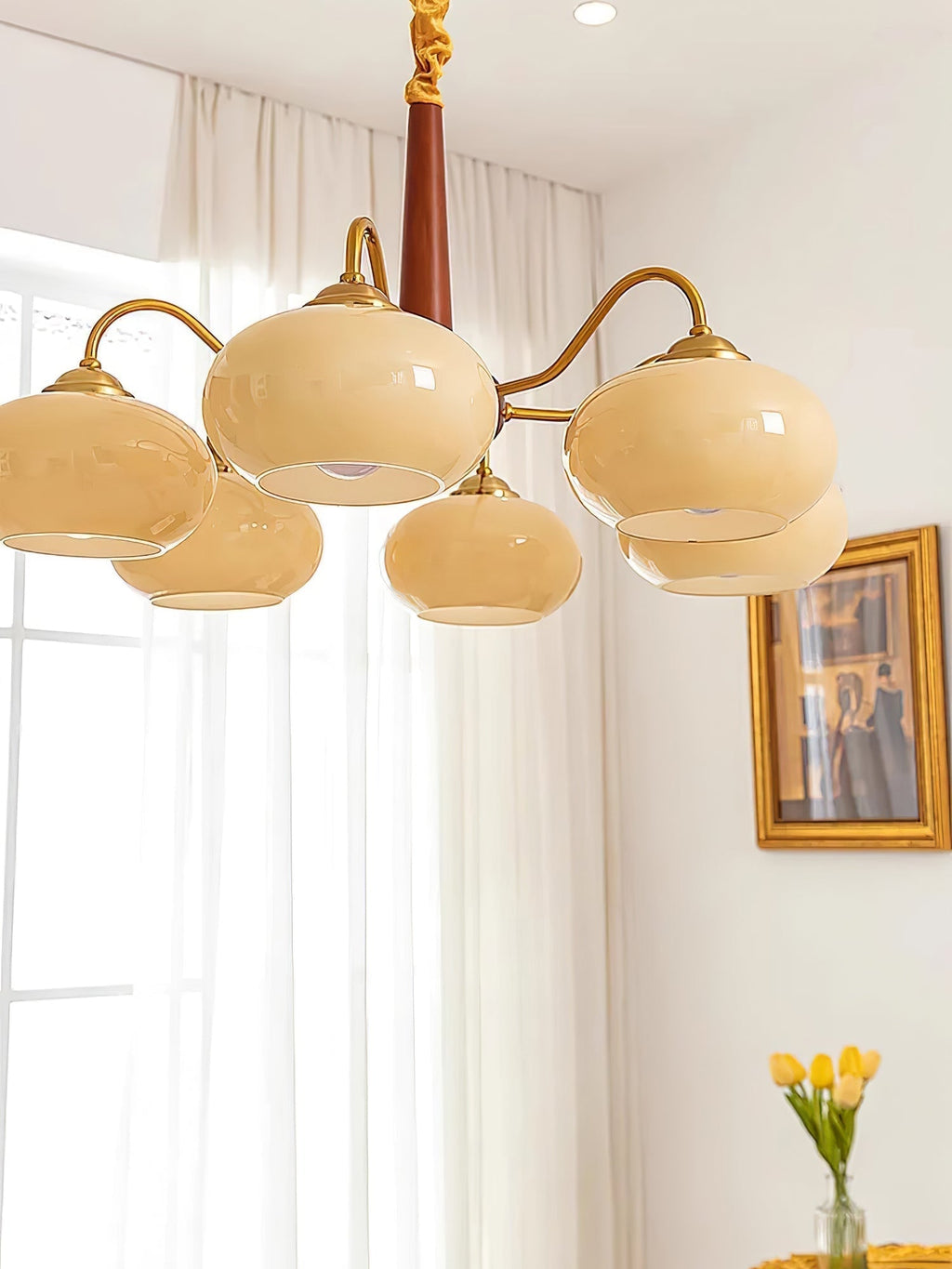 Korelle Glass Chandelier-Moonnatur