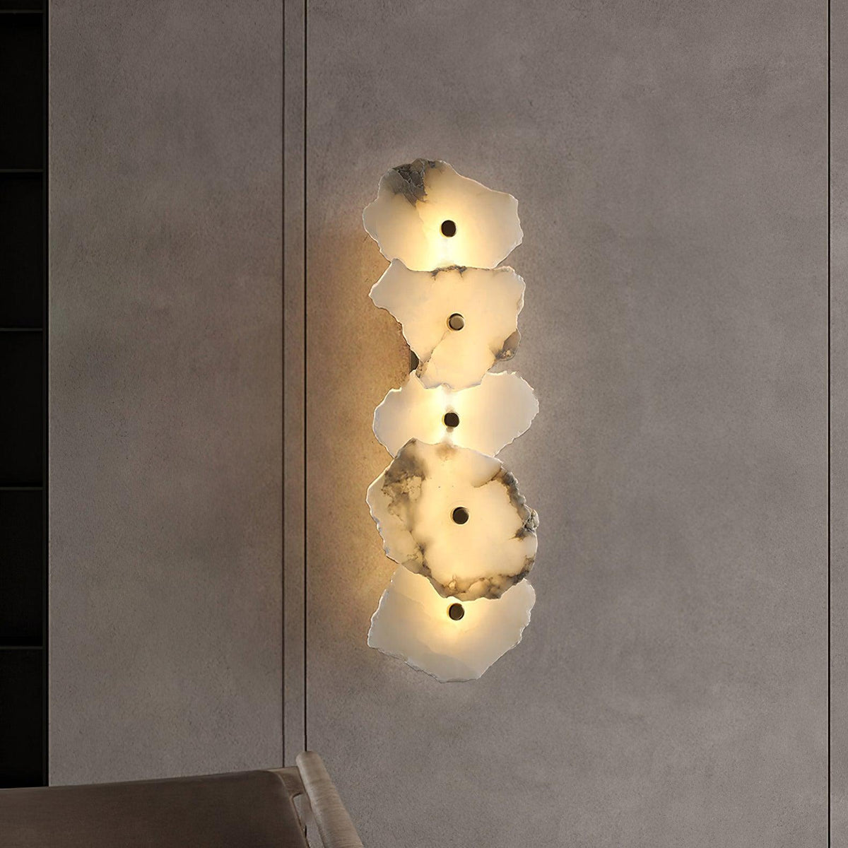 Ravensbrook Alabaster Wall Light-Moonnatur