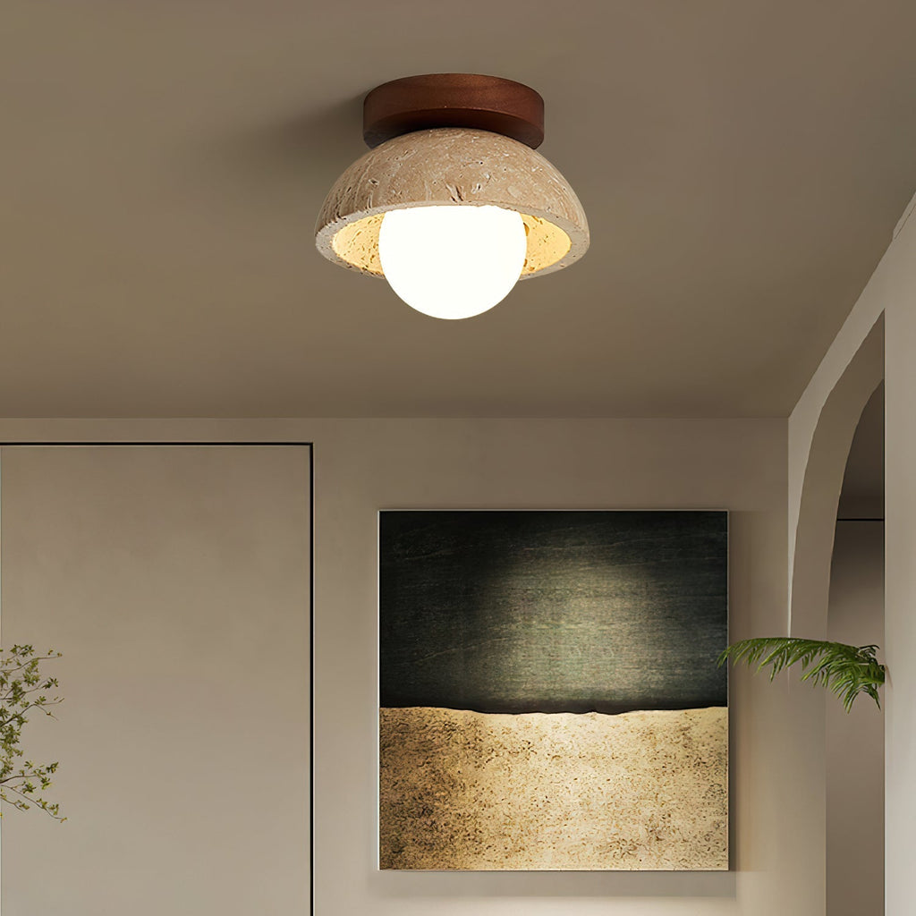Ferrowlark Travertine Ceiling Light-Moonnatur