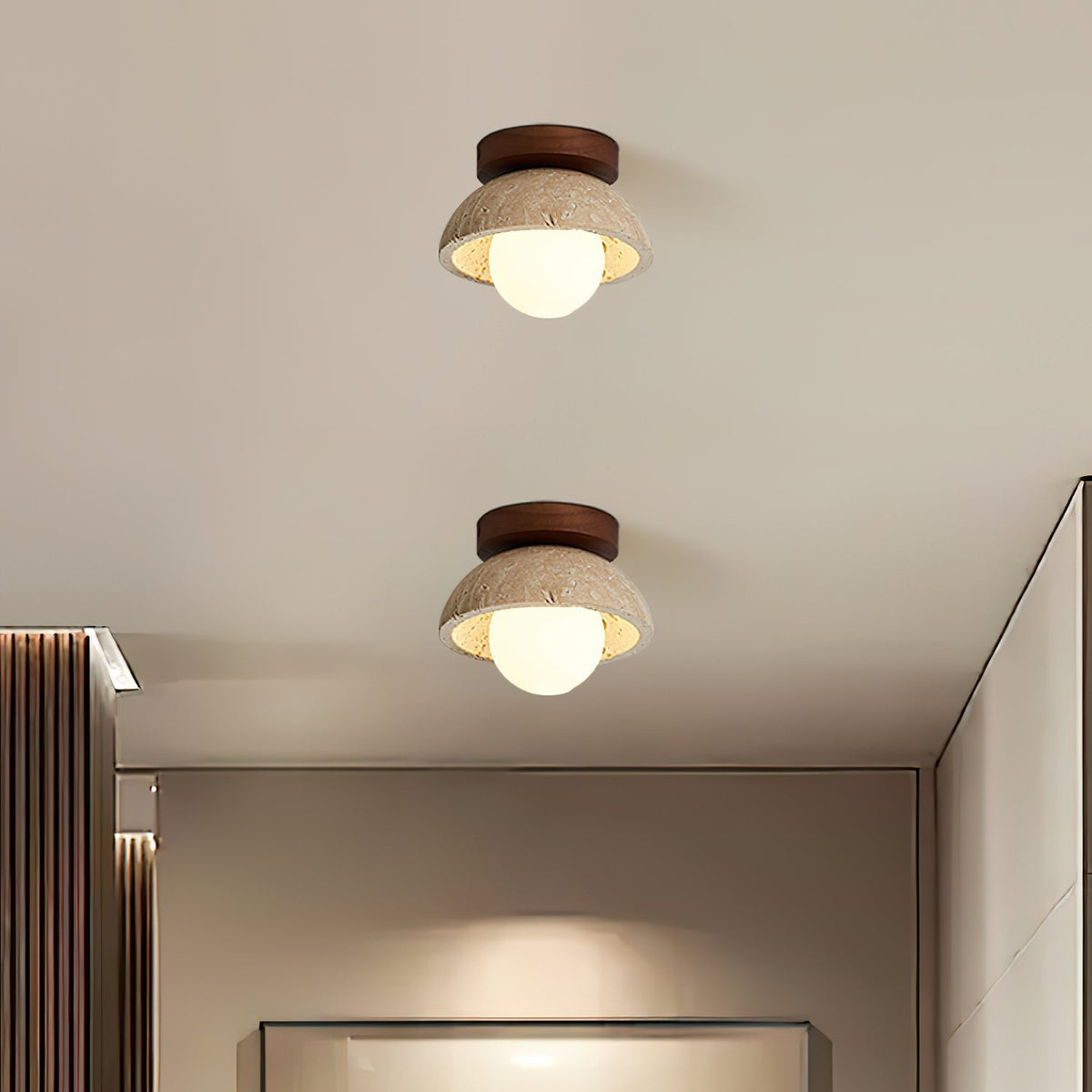 Ferrowlark Travertine Ceiling Light-Moonnatur