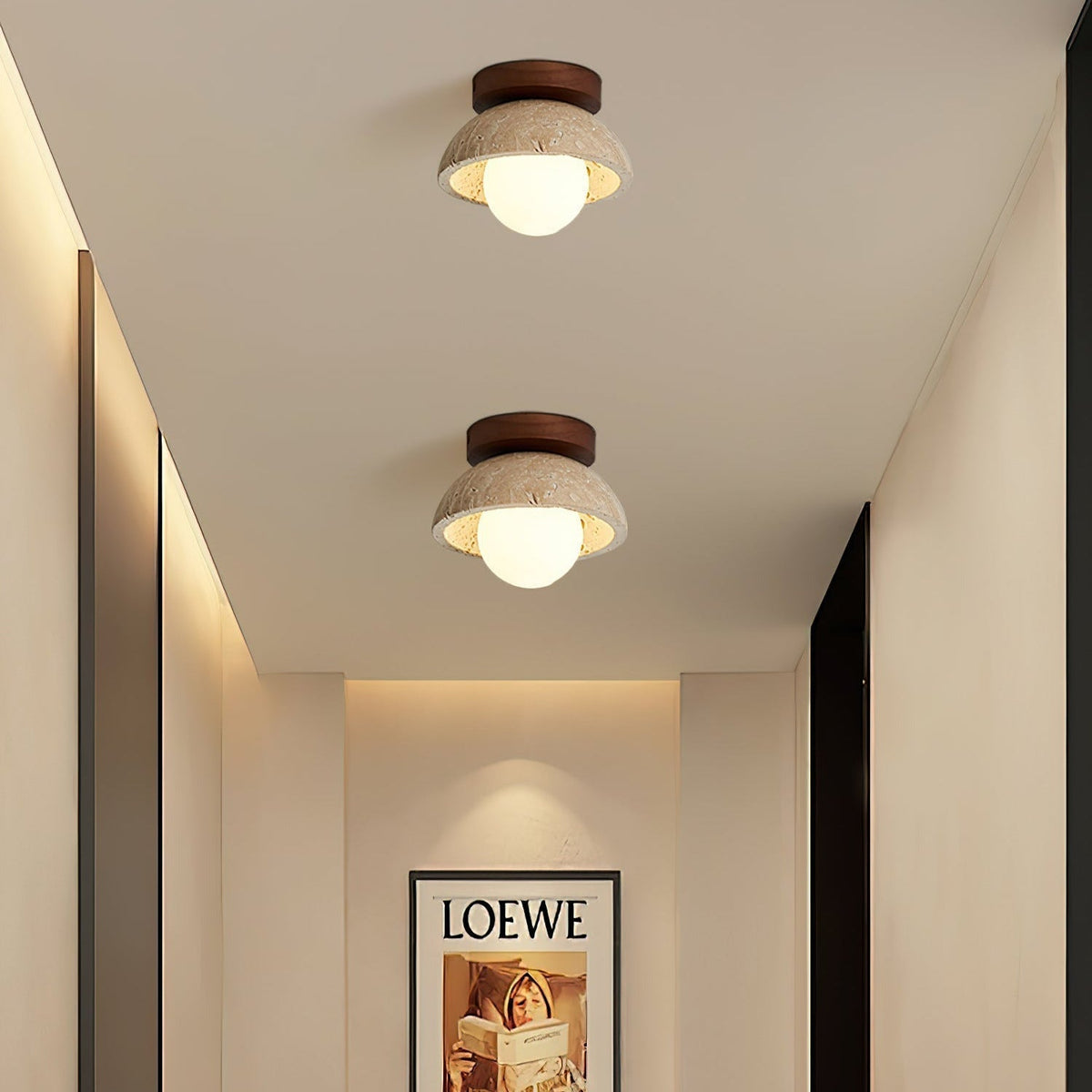 Ferrowlark Travertine Ceiling Light-Moonnatur