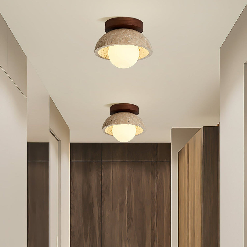 Ferrowlark Travertine Ceiling Light-Moonnatur