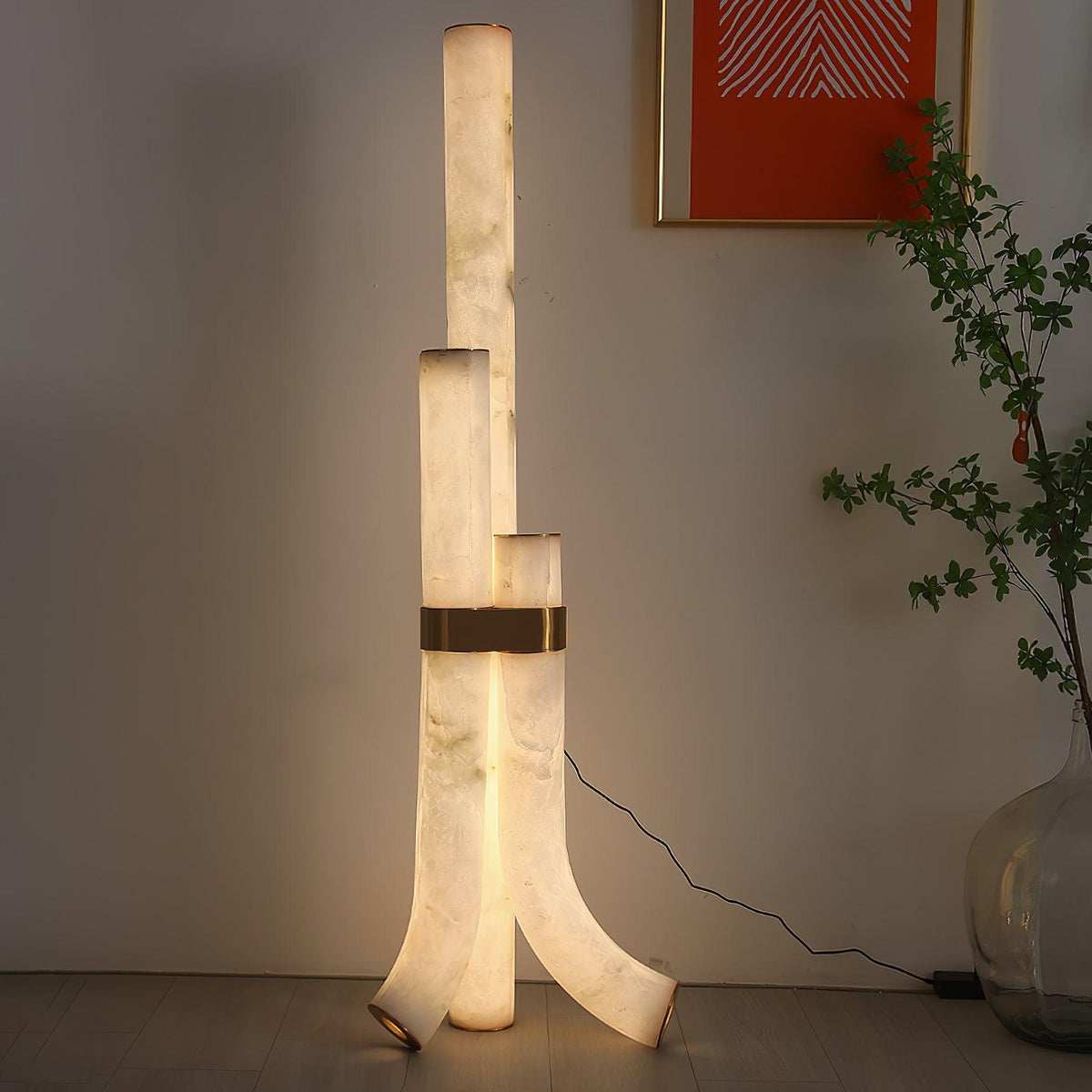 Rildenwynne Alabaster Floor Lamp-Moonnatur