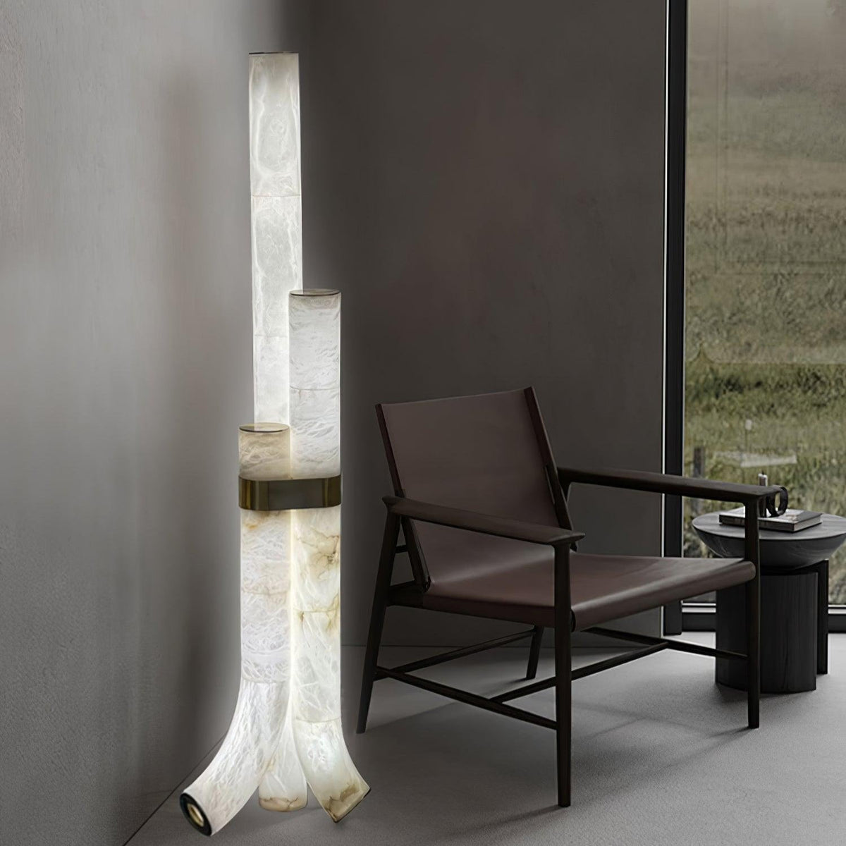 Rildenwynne Alabaster Floor Lamp-Moonnatur