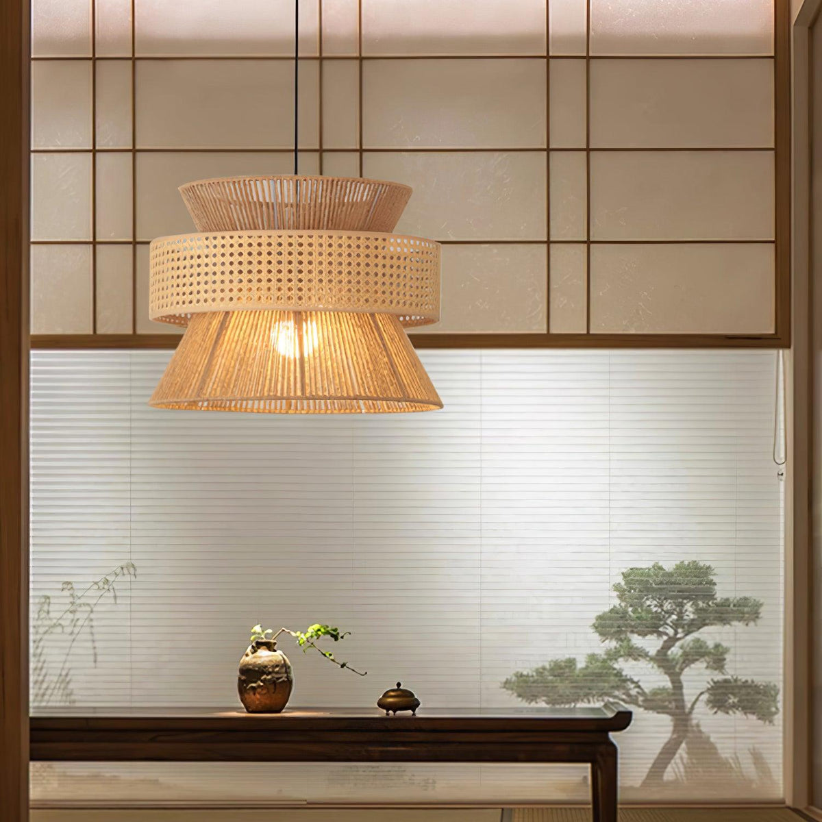 Zelvenara Bamboo Pendant Light-Moonnatur
