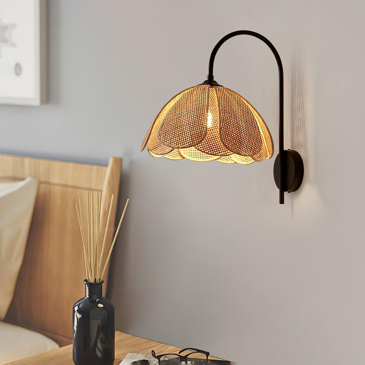 Ulvenmoss Rattan Wall Light-Moonnatur