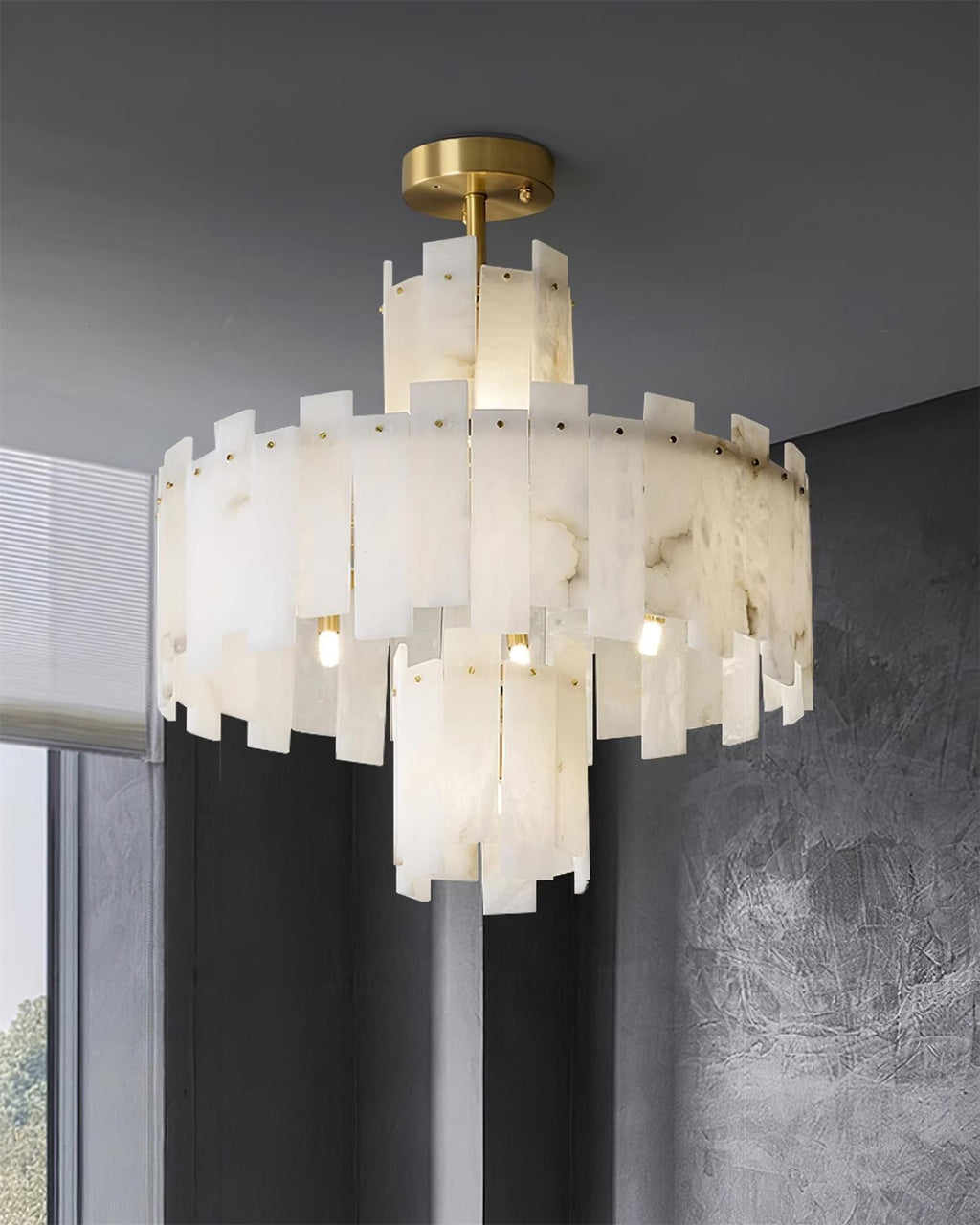 Dunselonna Alabaster Chandelier-Moonnatur