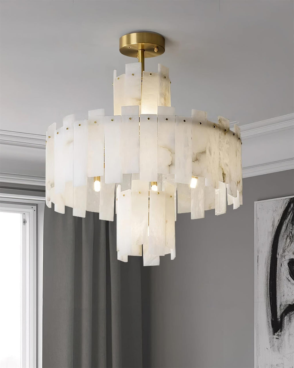 Dunselonna Alabaster Chandelier-Moonnatur