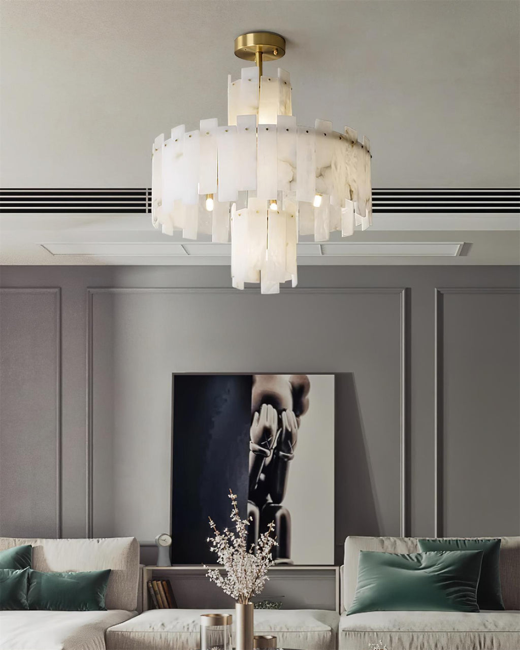 Dunselonna Alabaster Chandelier-Moonnatur