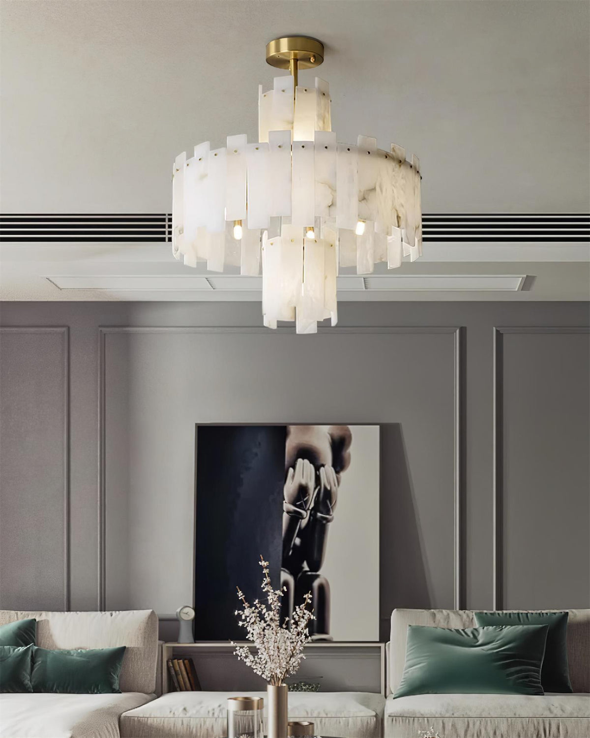 Dunselonna Alabaster Chandelier-Moonnatur