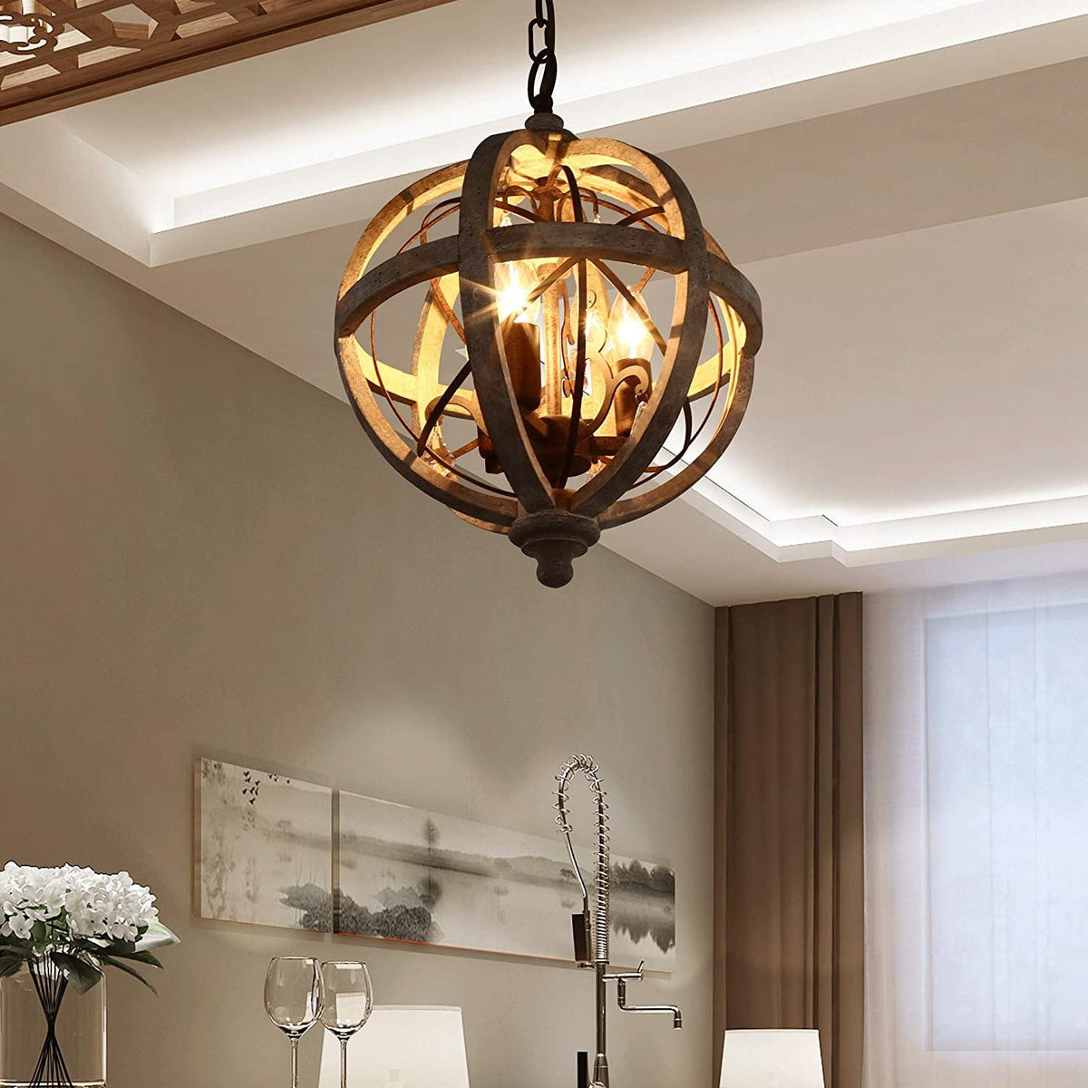 Mossaven Wood Chandelier-Moonnatur