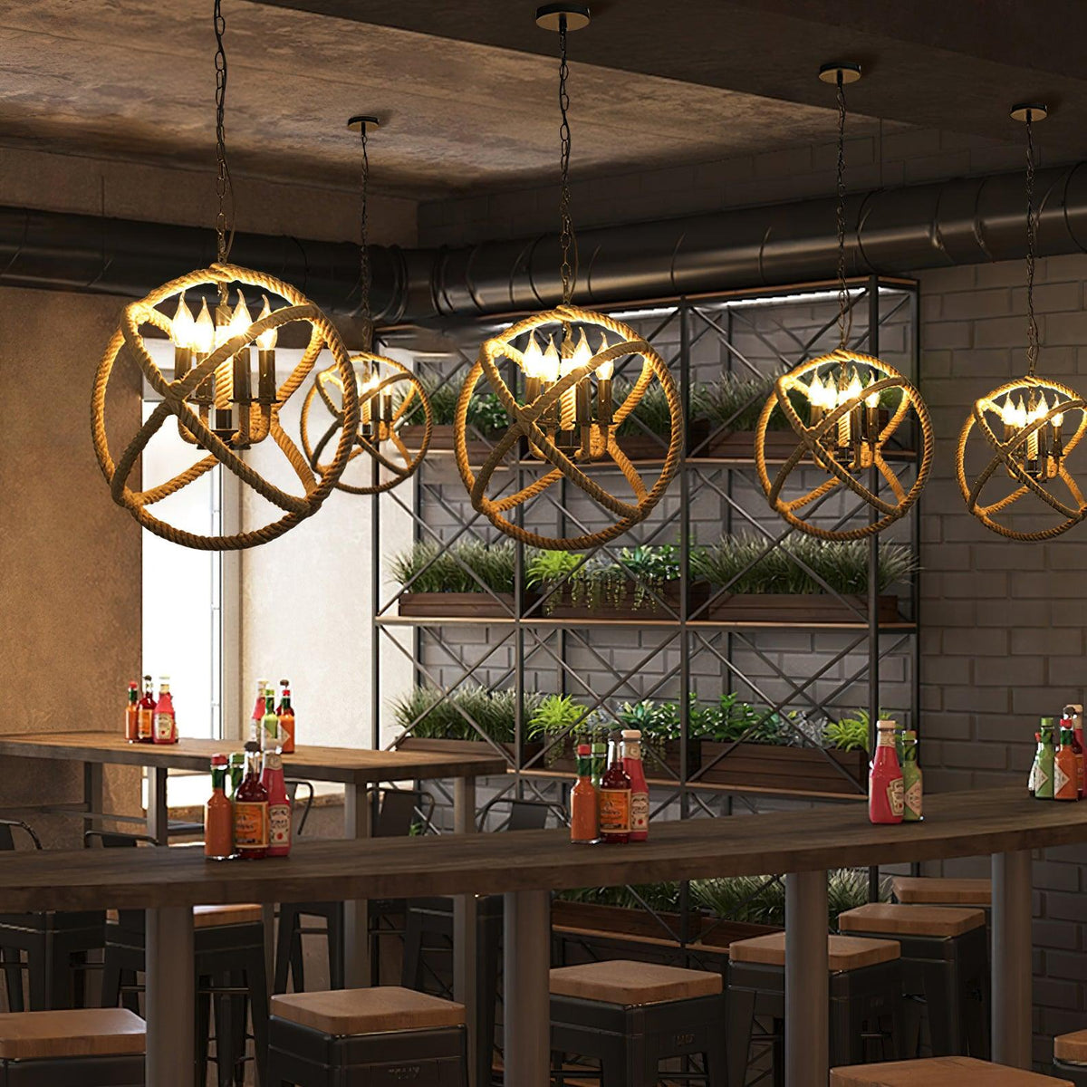Drenwyn Hemp Rope Pendant Light-Moonnatur