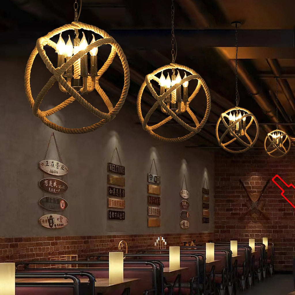 Drenwyn Hemp Rope Pendant Light-Moonnatur