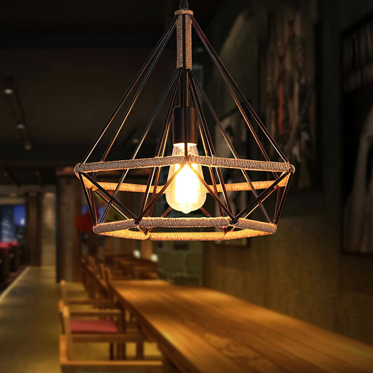 Drenwyn Hemp Rope Pendant Light-Moonnatur