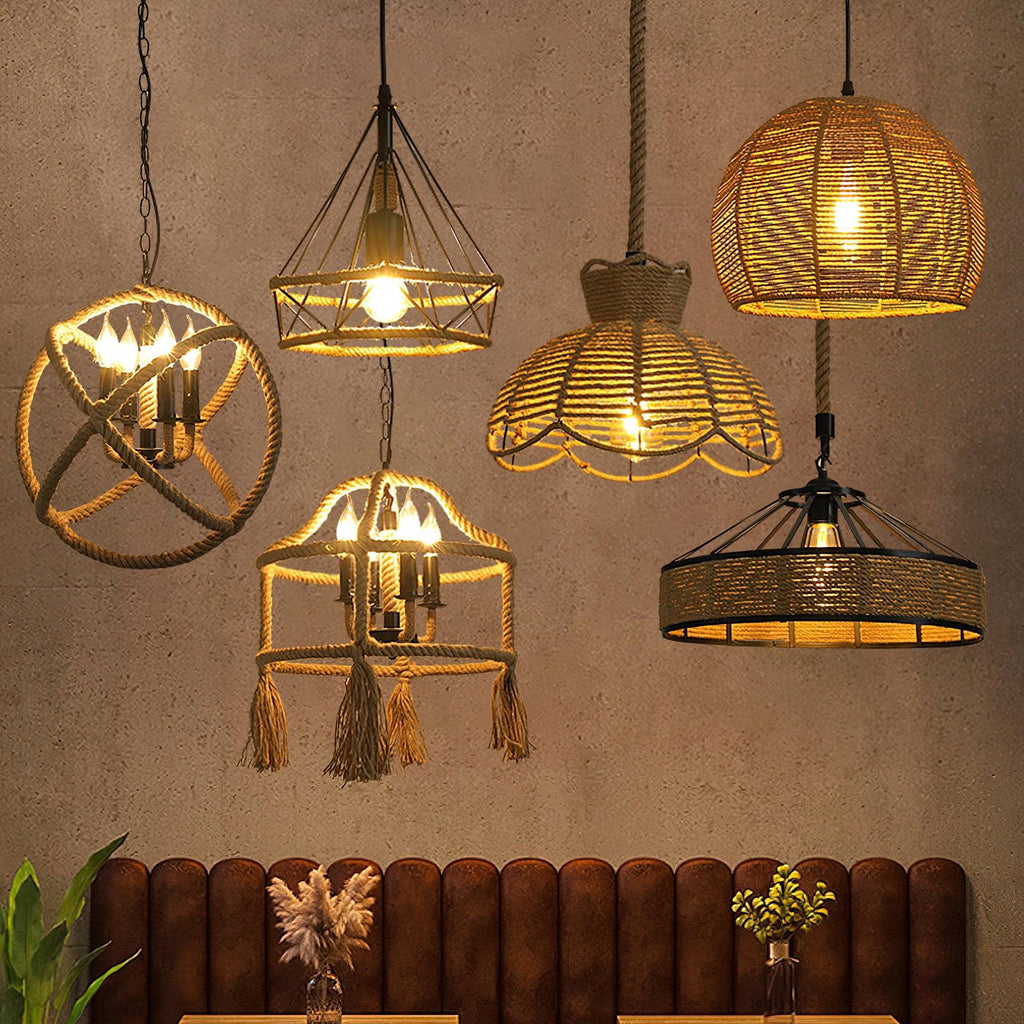 Drenwyn Hemp Rope Pendant Light-Moonnatur