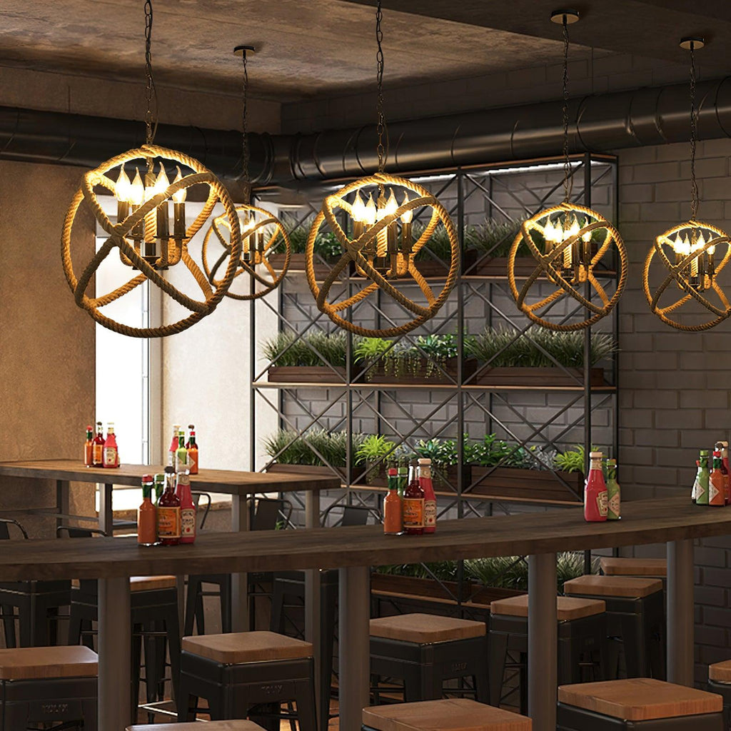Drenwyn Hemp Rope Pendant Light-Moonnatur