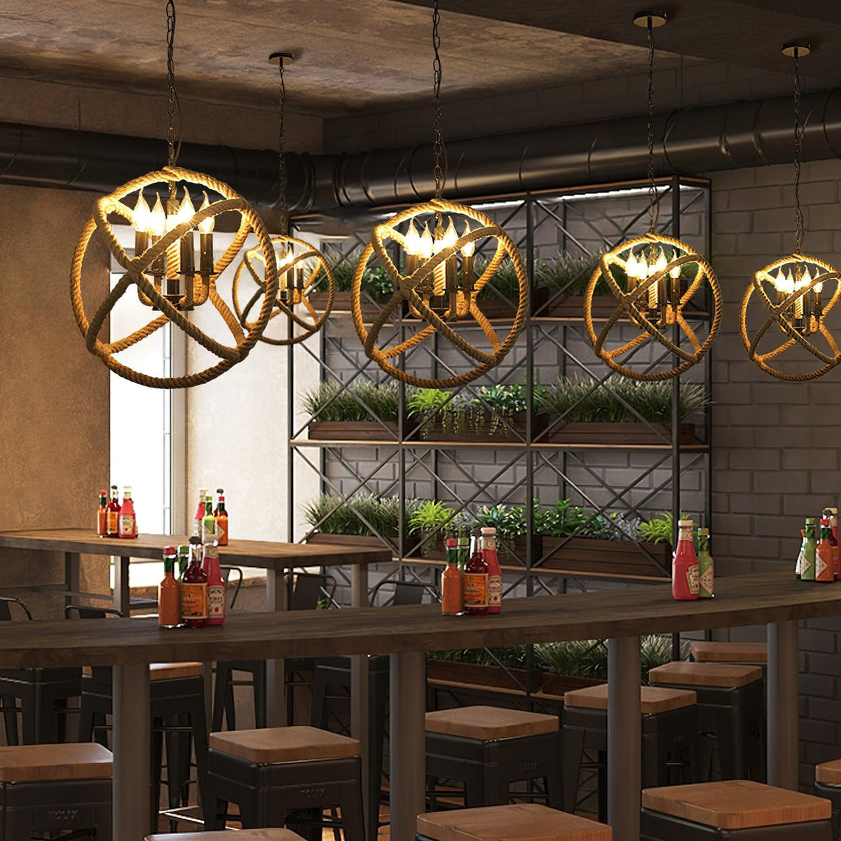 Drenwyn Hemp Rope Pendant Light-Moonnatur