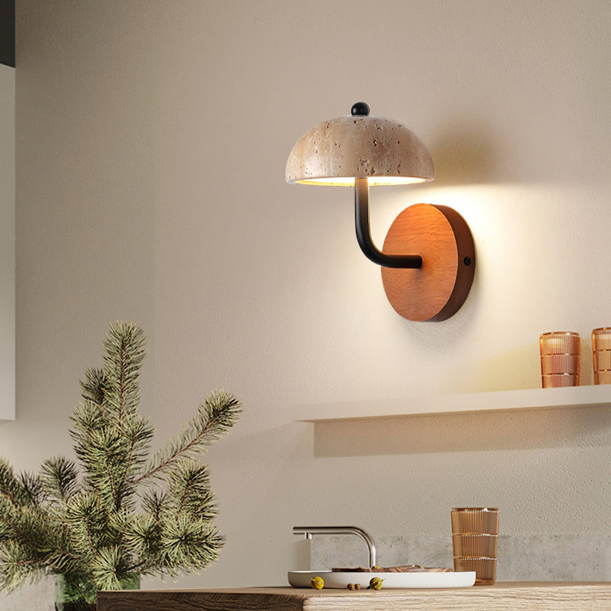 Lathenlark Travertine Wall Light-Moonnatur