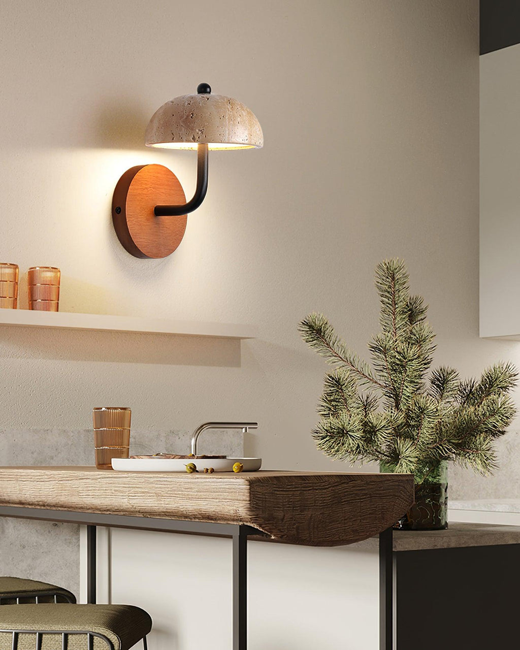 Lathenlark Travertine Wall Light-Moonnatur
